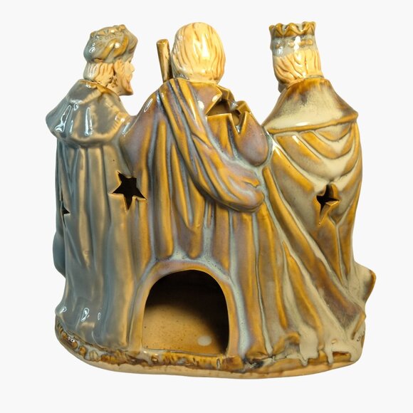 Ceramic Nativity Candle Luminary Figurine Wise Men Joseph Mary Baby Jesus Scene - Picture 4 of 12